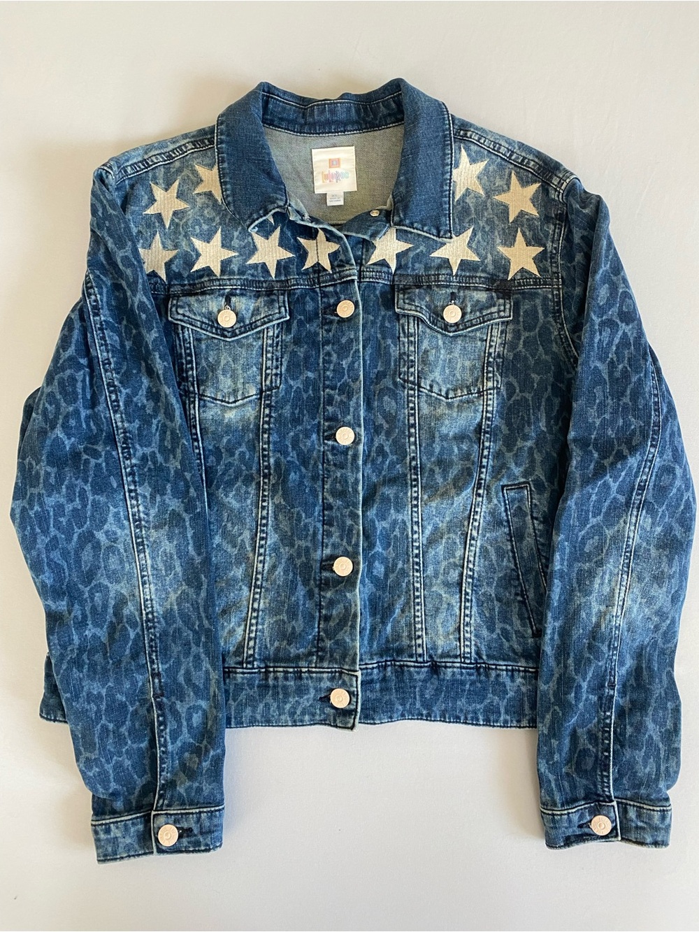 LuLaRoe Women's Leopard Print Embroidered Jean Jacket XL Excellent Condition